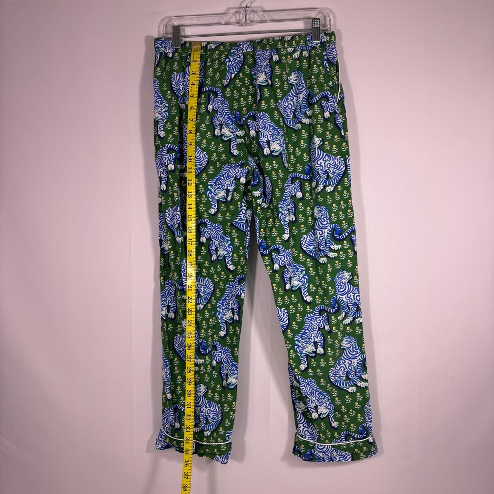Print Fresh Green and Blue Tiger-Print Cotton Pajama Set - Picture 5 of 16